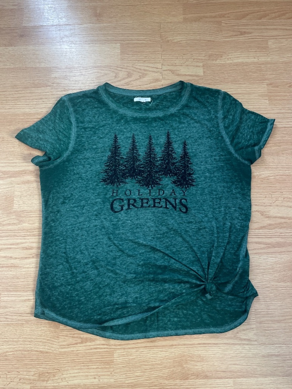 Maurices Hunter Green Holiday Greens Short Sleeve Cotton Blend Tee Size Large